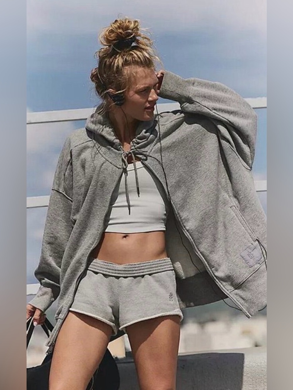 Free People Sprint To The Finish Zip-Up. NWT. Heather grey